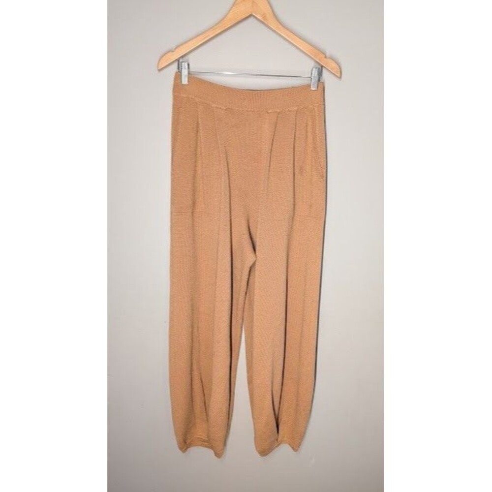 Free People FP Beach Freya Knit Balloon Pants Tan Pleated Barrel L